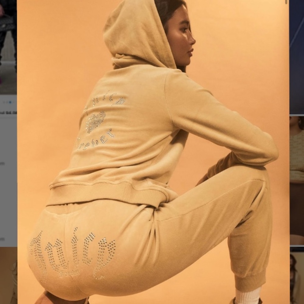 Rhinestone Juicy Couture Velour X F21 Jacket and Joggers Set - Tan